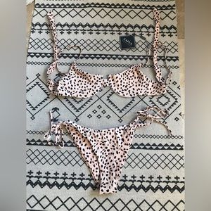 Zaful Tan and black Dalmatian string bikini